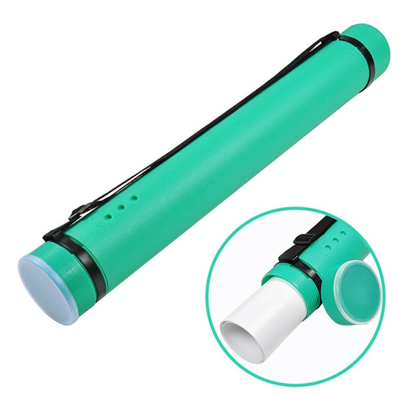 DEWEL Document Tube,Plastic Expanding Poster/Art/Document Storage Tube 24.5 to 40 inches Adjustable with Carrying Strap Waterproof and Light-Resistance Telescoping Carrying Case (Green-Large Size) - Image 1